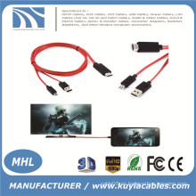 MHL Micro USB a HDMI TV Adaptador de cable AV HDTV para SAMSUNG Galaxy S3 / S4 / Note 2